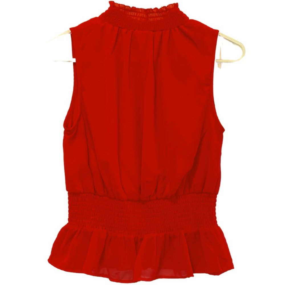 Japana Red Sleeveless Blouse (M)